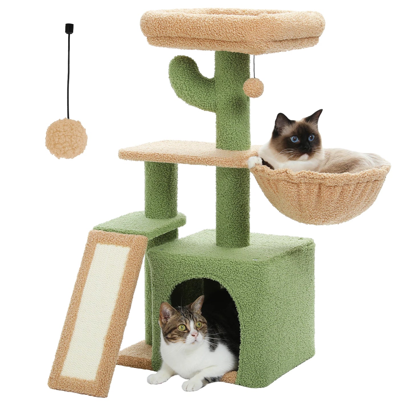 Small Cat Tree Tower | Natural Sisal Scratching Post | Top Perch & Private Condo | Perfect for Indoor Cats