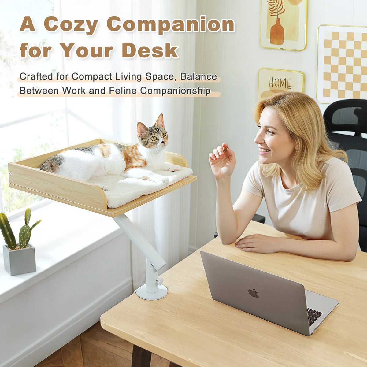 Petssify 360° Rotatable Cat Desk Bed – Adjustable Table Hammock for Cats