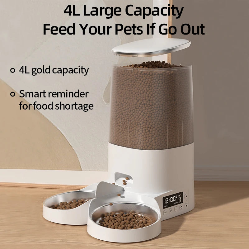 ROJECO Automatic Dog Feeder Smart Dog Food Kibble Dispenser Remote Control WiFi Button Auto Feeder for Pet Cats Feeding Supplies