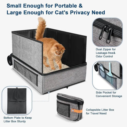Petssify Portable Collapsible Cat Litter Box – Leak-Proof Travel Pan