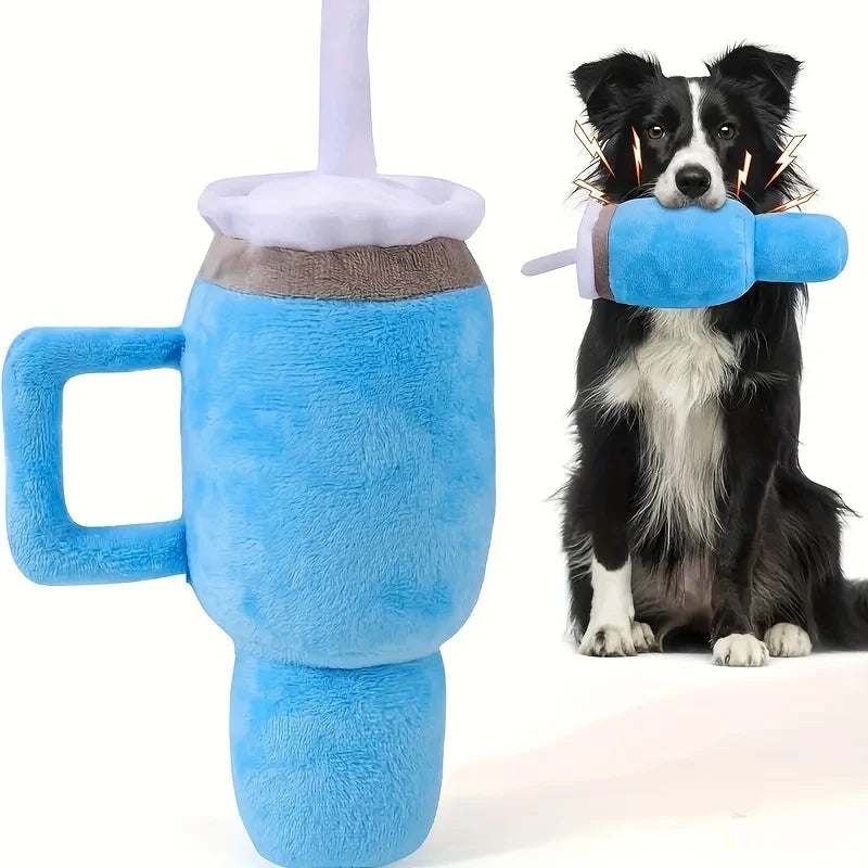Plush Squeaky Dog Toy - Fun Cup Design, Soft Plush Material, Ideal For Large Breeds, Battery-Free