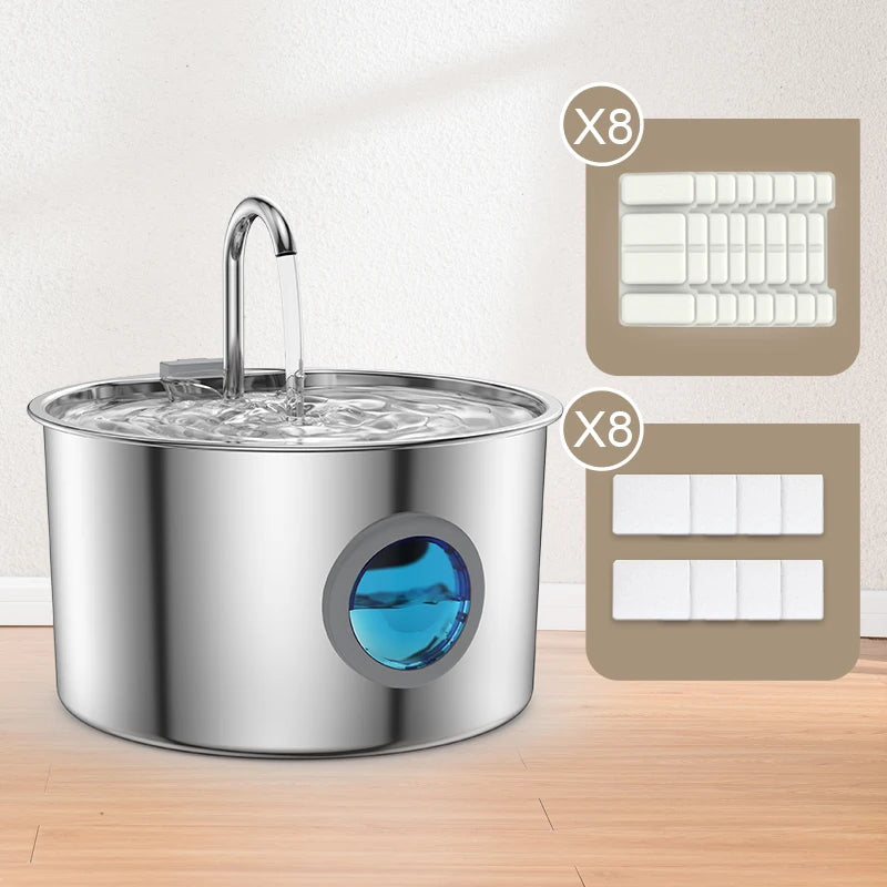 Petssify 108oz Stainless Steel Cat Water Fountain – Ultra-Silent 3.2L Pet Dispenser