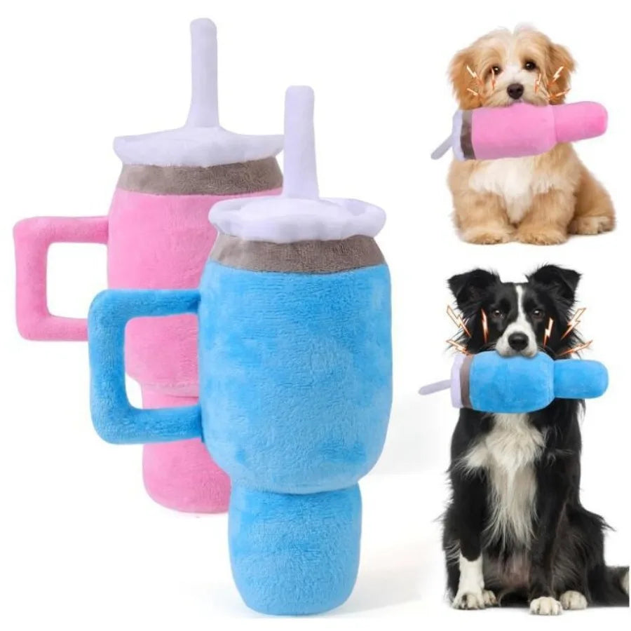 Plush Squeaky Dog Toy - Fun Cup Design, Soft Plush Material, Ideal For Large Breeds, Battery-Free