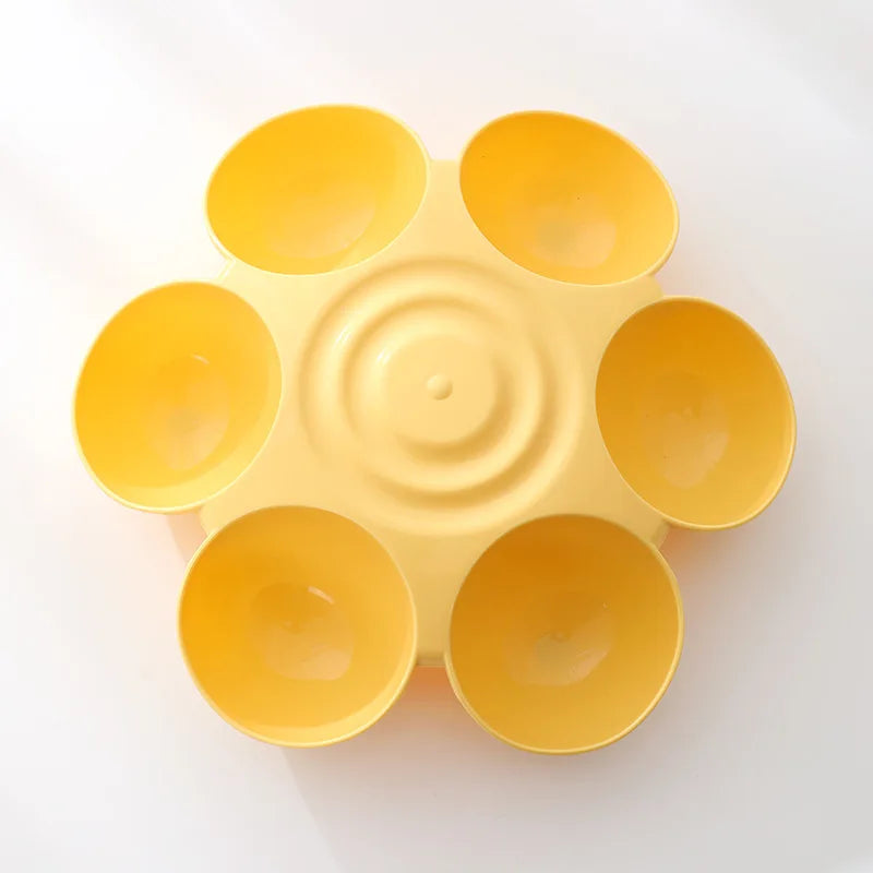 Petssify Flower-Shaped Multi-Compartment Pet Bowl – 6-Section Feeder