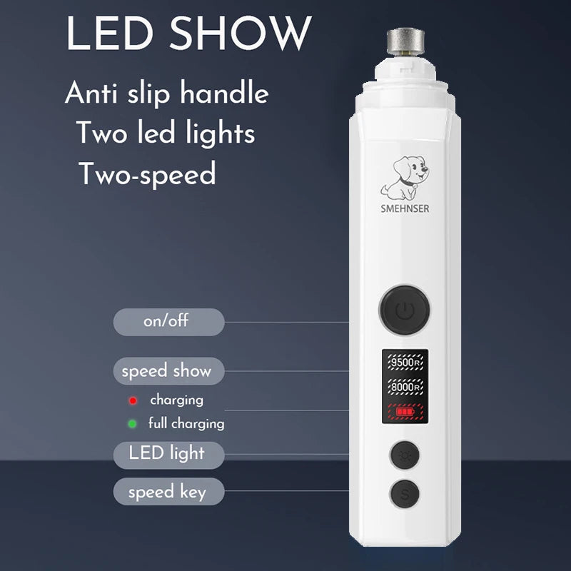 Petssify Professional Dog Nail Grinder – 2-Speed Quiet Electric Pet Nail Trimmer