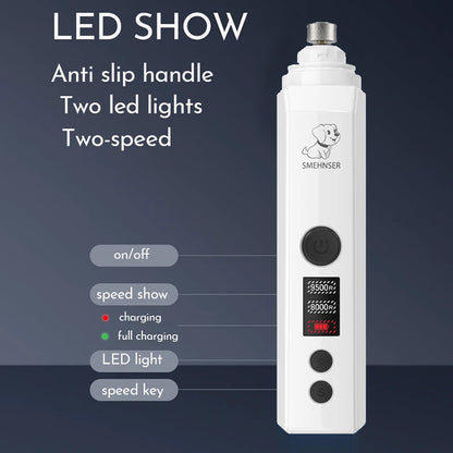 Petssify Professional Dog Nail Grinder – 2-Speed Quiet Electric Pet Nail Trimmer