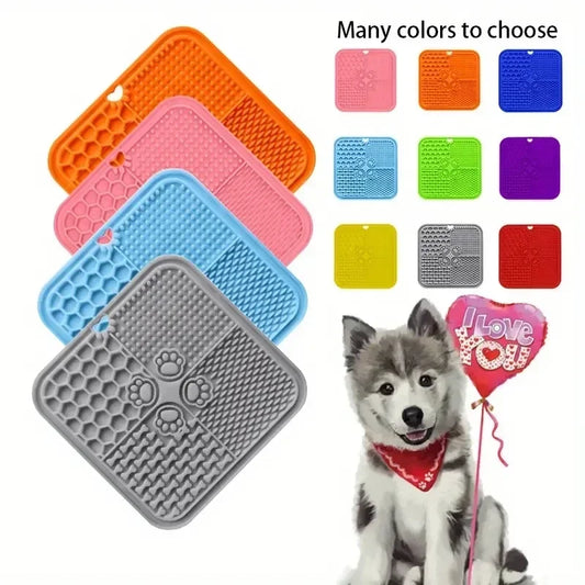 11 Colors Pet Slow Feeding Mat With Spatula Silicone Suction Cup Dog Cat Licking Mat Increase Eating Fun Slow Feeding