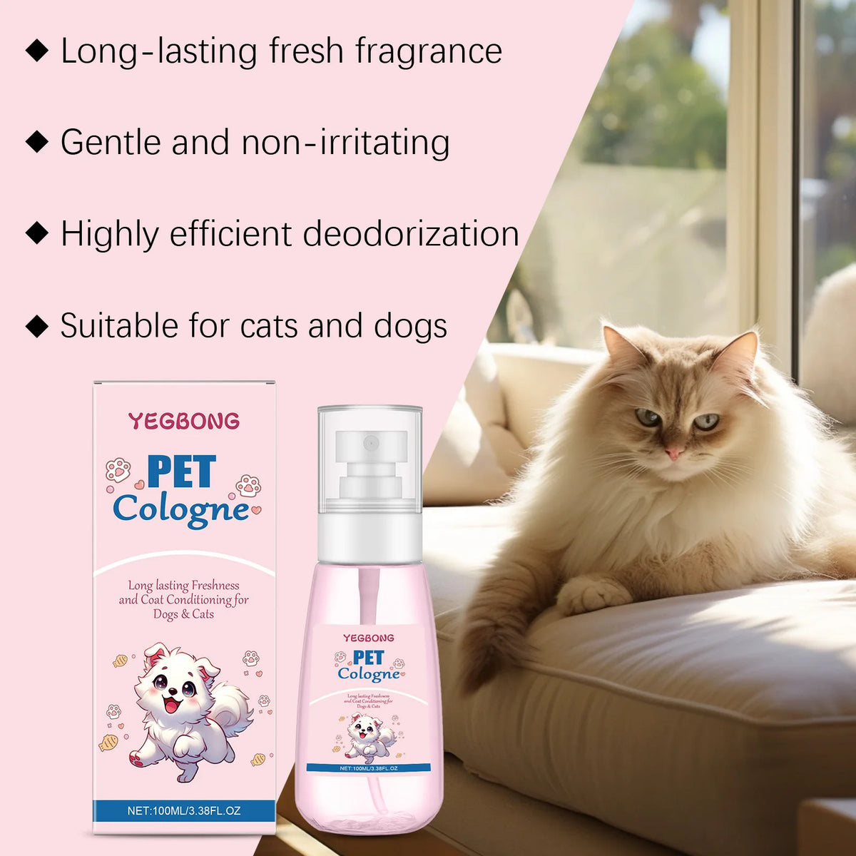 Petssify Baby Powder Pet Cologne – Long Lasting Deodorizing Spray for Dogs & Cats