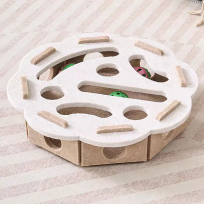 Interactive Cat Toy Maze Game Teasing Kitten Pet Puzzle with Bell Balls Funny Dig Hole Box Felt Tunnel Self-Entertaining Tool