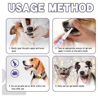 Pet Dental Oral Gel | No-Brush Teeth Cleaner | Removes Tartar & Bad Breath | For Dogs & Cats