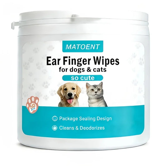 Petssify Pet Ear Cleaning Wipes – 50 Count Fingertip Wipes for Dogs & Cats