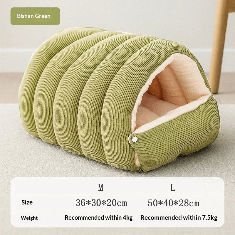 Petssify Winter Thermal Plush Cat Bed – Enclosed Warm House for Anxiety Relief