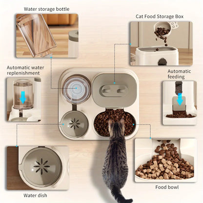 Petssify Automatic Cat Feeder – 2-in-1 Spill-Proof Water Fountain for Cats & Dogs
