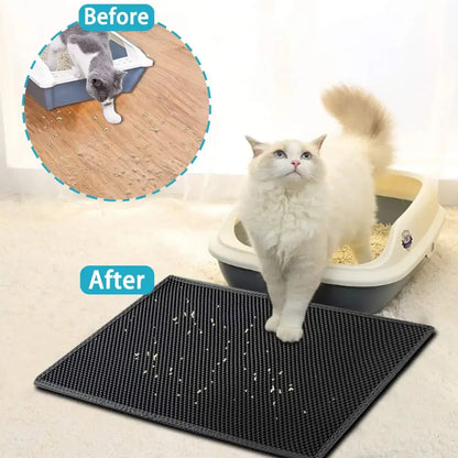 Double-Layer Cat Litter Mat | Waterproof & Non-Slip | Traps Sand & Litter | Washable | Bonus Gift Included