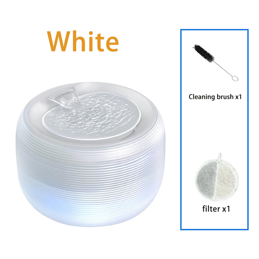 Smart Ultra Quiet Waterfall ﻿ 2.5L Cat Water Dispenser with Smart Pump Pet Water Fountain for Cats and Dogs Built-in LED Light