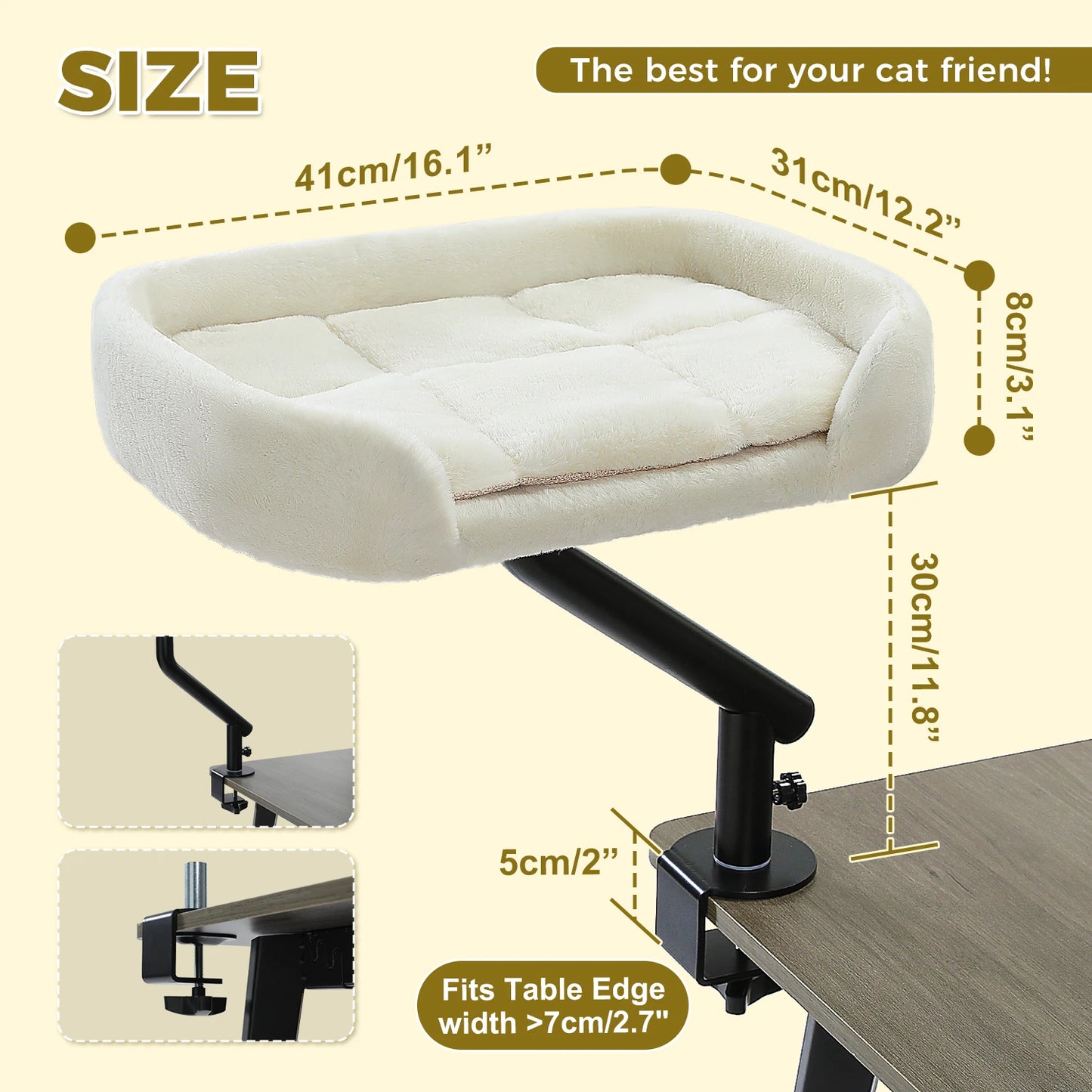 Petssify 360° Rotatable Cat Desk Bed – Adjustable Table Hammock for Cats