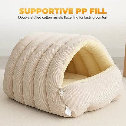 Petssify Winter Thermal Plush Cat Bed – Enclosed Warm House for Anxiety Relief