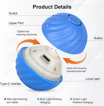 Auto-Rolling Electric Pet Ball | USB Charging | Interactive Toy for Cats & Dogs | Indoor Play