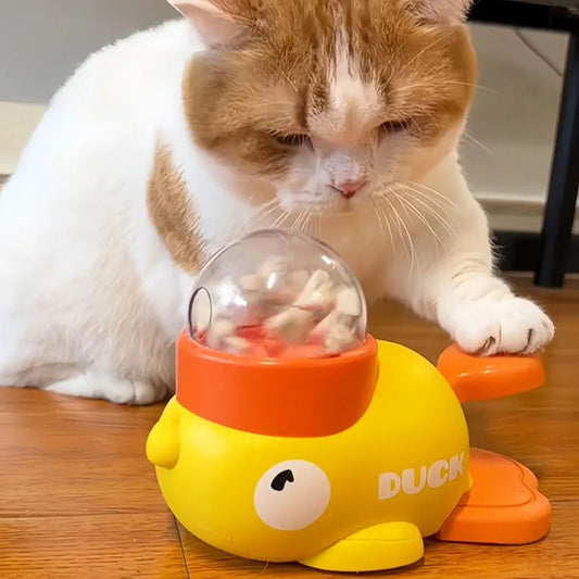 Dog, cat, pet feeder, little yellow duck, interactive puzzle dog feeding machine, puppy, missing food toy, anti-slip bottom