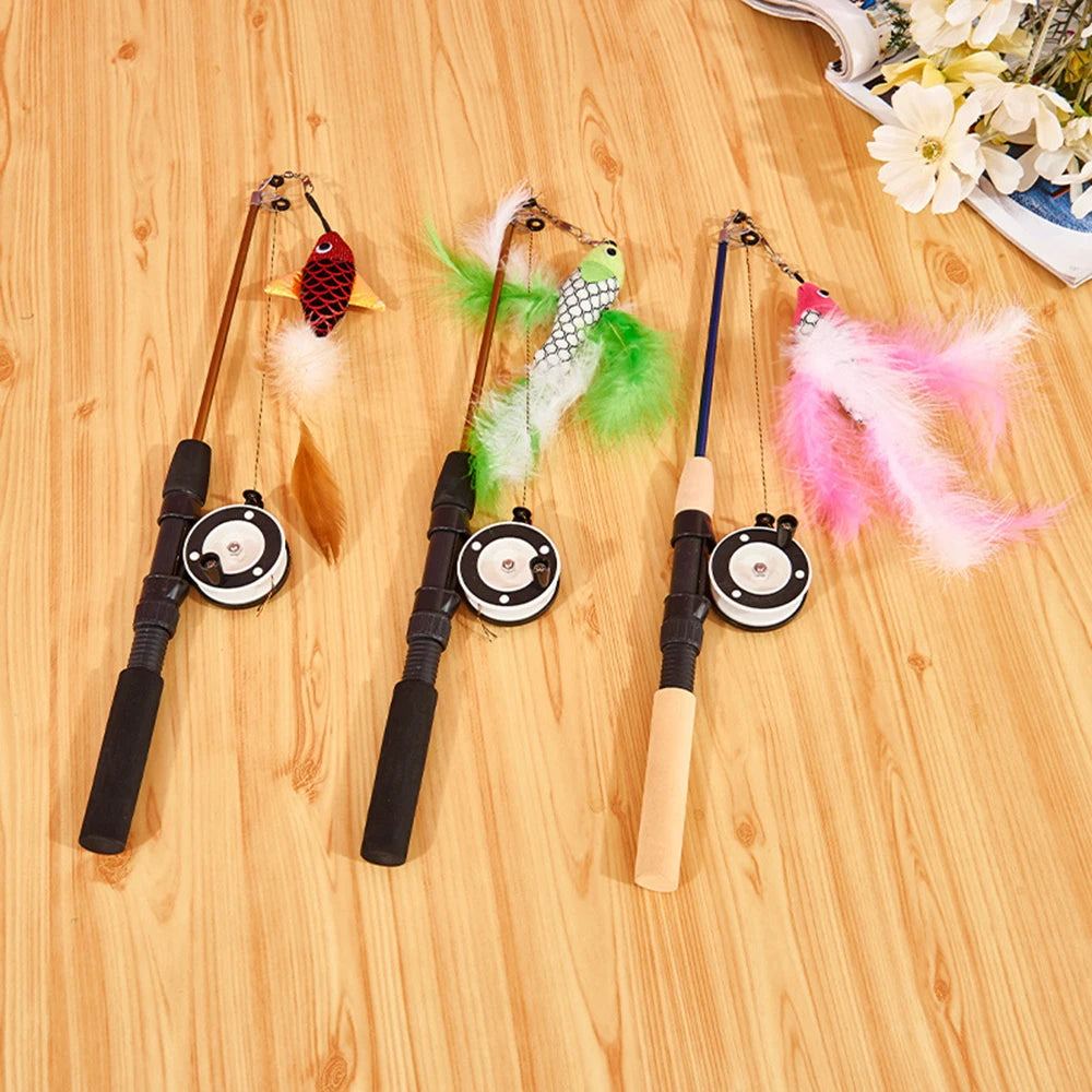 Petssify Retractable Cat Wand Toy – Fish-Type Telescopic Feather Rod
