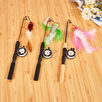 Petssify Retractable Cat Wand Toy – Fish-Type Telescopic Feather Rod