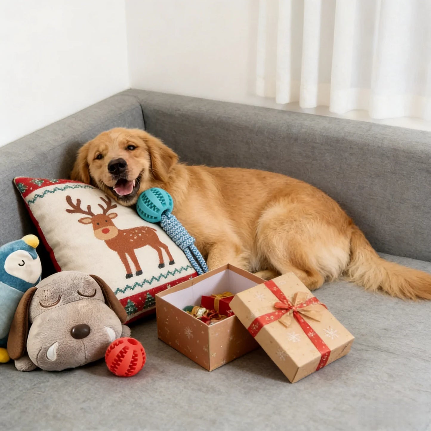 Durable Braided Rope Pet Chew Toy Ball - Dental Cleaning & Treat Dispenser, Fetch & Tug Play for Small/Medium Dogs