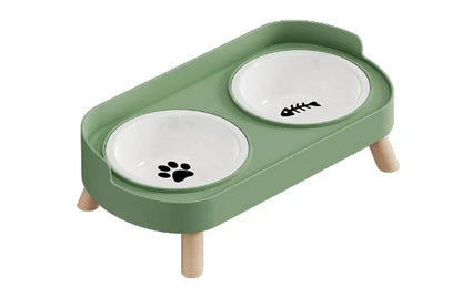 A Colorful Dopamine Pet Double Bowl Fashion Feeding Large Capacity Stainless Steel Dog Bowl Drinking Water Neck Cat Double Bowl