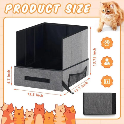 Petssify Portable Collapsible Cat Litter Box – Leak-Proof Travel Pan