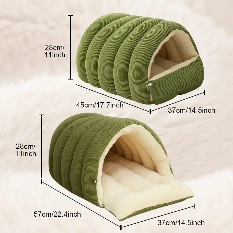 Petssify Winter Thermal Plush Cat Bed – Enclosed Warm House for Anxiety Relief