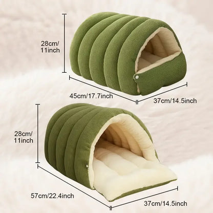 Petssify Winter Thermal Plush Cat Bed – Enclosed Warm House for Anxiety Relief