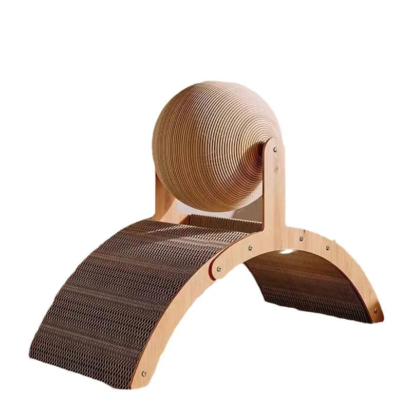 Petssify 2-in-1 Wooden Cat Scratching Ball – Sisal & Corrugated Scratcher