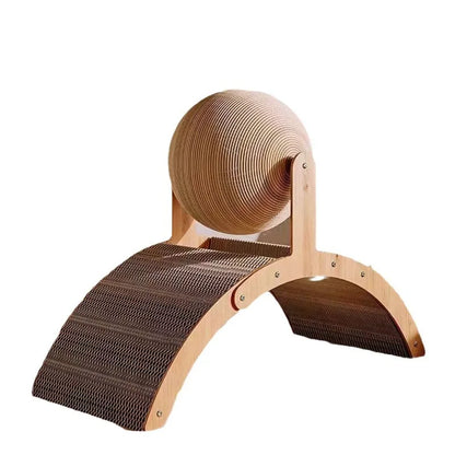 Petssify 2-in-1 Wooden Cat Scratching Ball – Sisal & Corrugated Scratcher