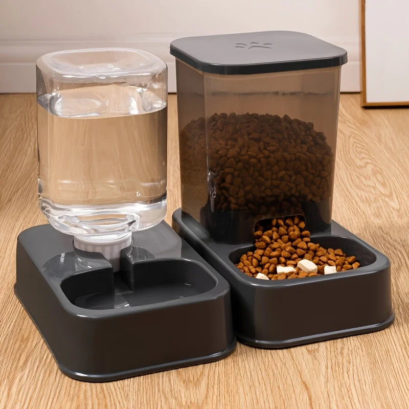 Automatic Cat and Dog Feeder with Drinker - Pet Food Bowl and Drinker Set,Smart Portion Control for Cat and Dog,Without Battery