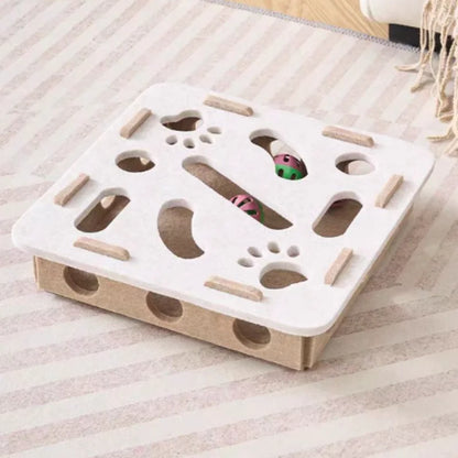 Interactive Cat Toy Maze Game Teasing Kitten Pet Puzzle with Bell Balls Funny Dig Hole Box Felt Tunnel Self-Entertaining Tool