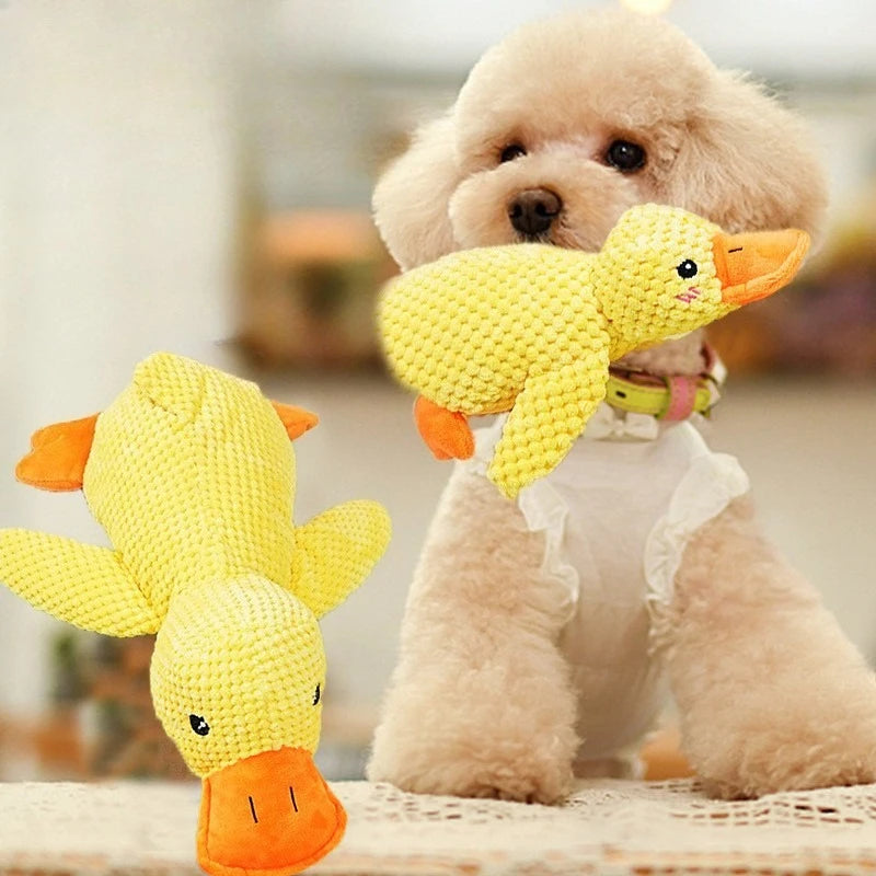 Plush Companion Sleeping Duck Dog Toys for Small Large Dogs Bite Resistant Teeth Grinding Sound Relief Duck Sound Toy