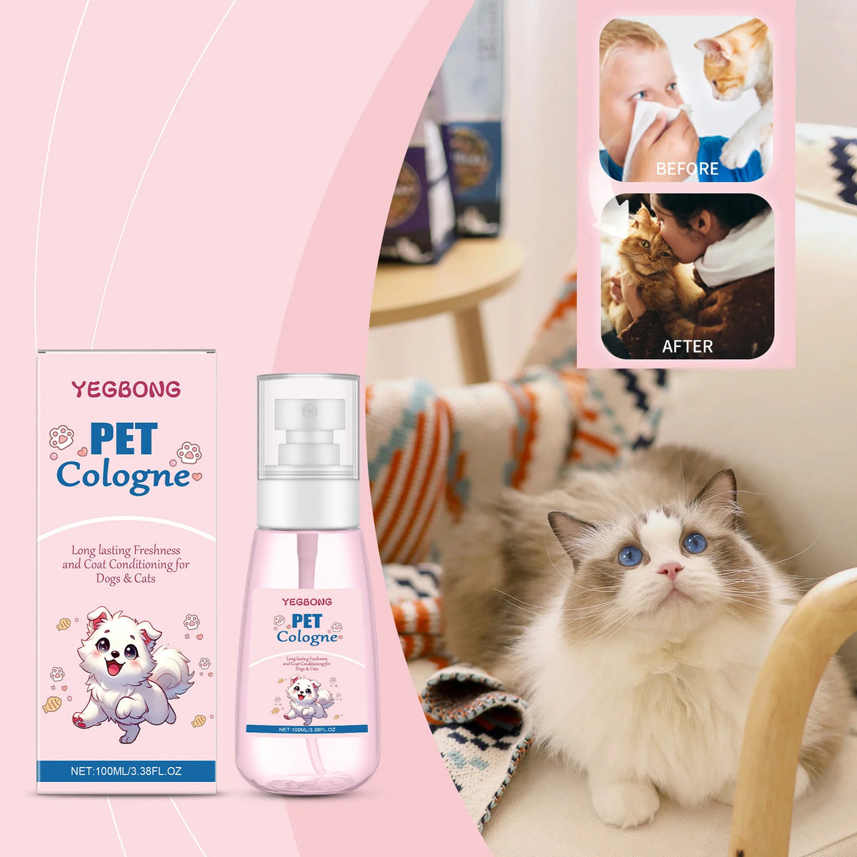 Petssify Baby Powder Pet Cologne – Long Lasting Deodorizing Spray for Dogs & Cats