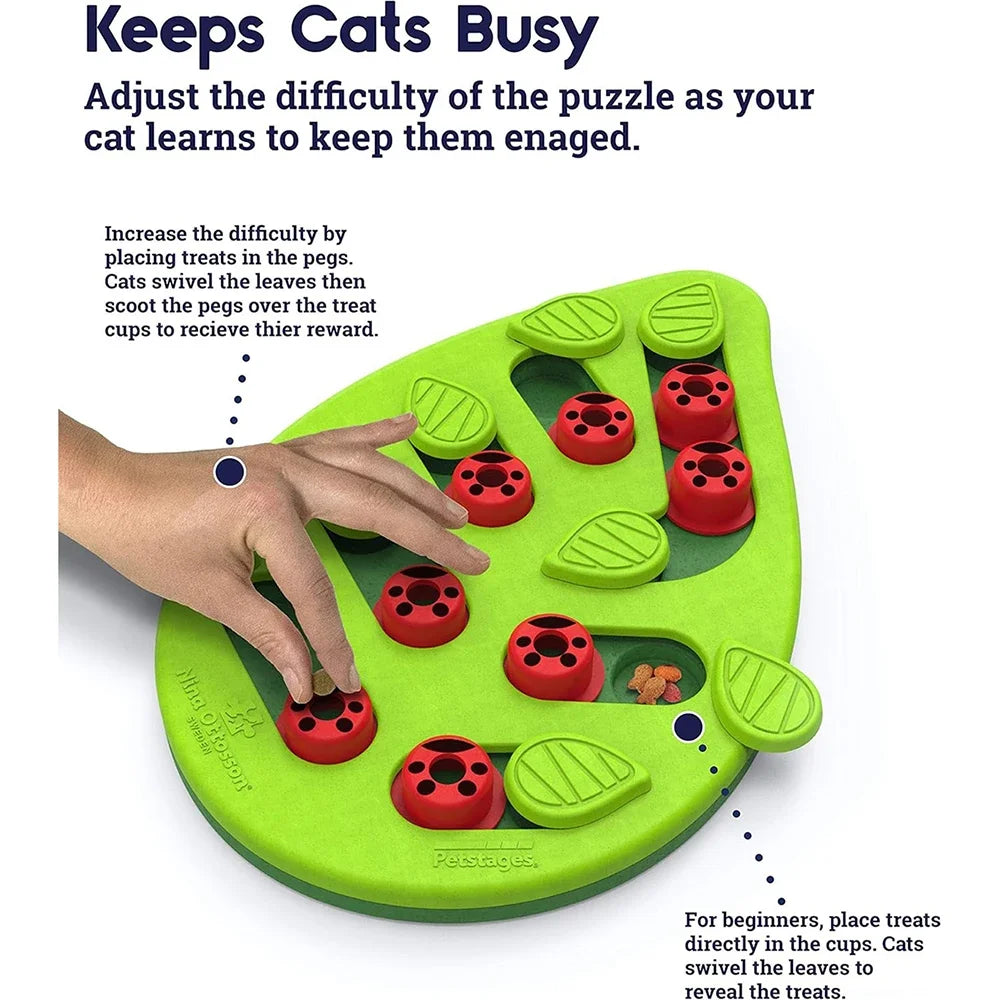 Petssify Interactive Cat Treat Puzzle – 14-Compartment Slow Feeder Board