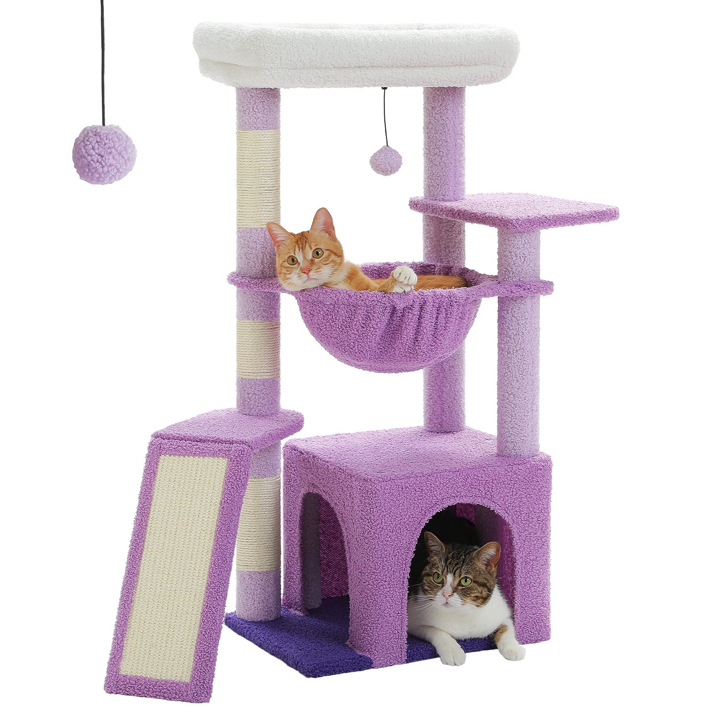 Small Cat Tree Tower | Natural Sisal Scratching Post | Top Perch & Private Condo | Perfect for Indoor Cats
