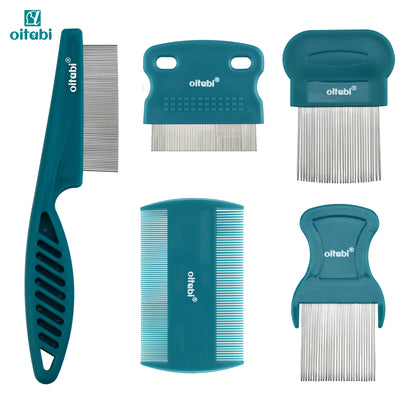 Petssify Oitabi Pet Grooming Comb Set – 5-Piece Stainless Steel Combs for Dogs & Cats