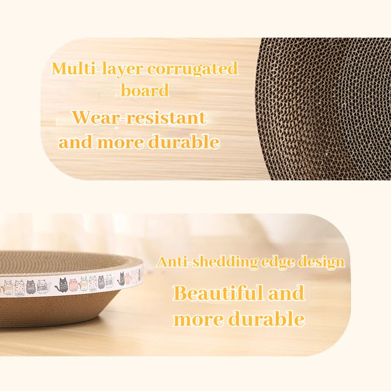 Petssify Corrugated Cat Scratching Post with Catnip – Wear-Resistant Scratcher & Bed