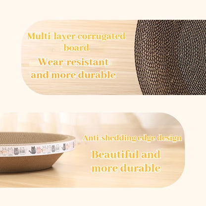 Petssify Corrugated Cat Scratching Post with Catnip – Wear-Resistant Scratcher & Bed