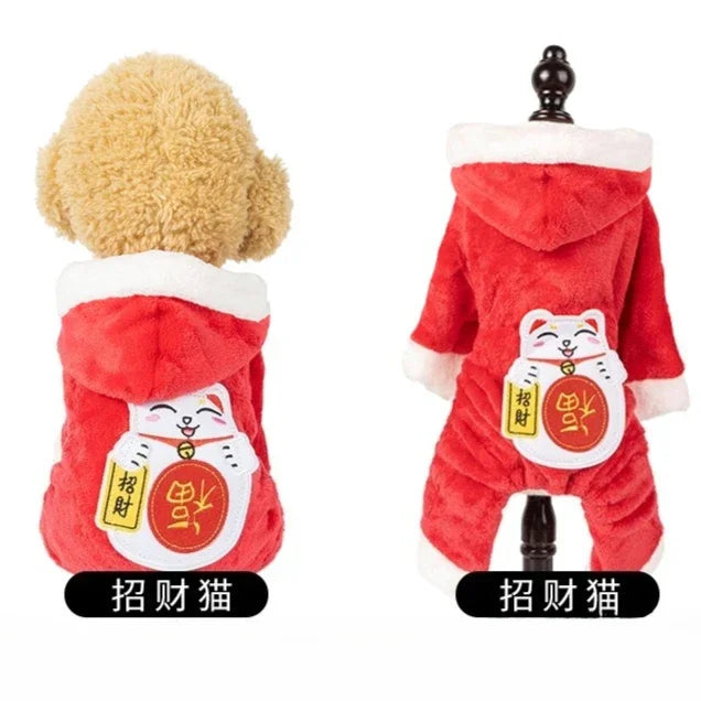 Cartoon Animal Dog Cat Costume Small Dogs Cat Winter Warm Pet Jumpsuit Pajama for Yorkies Poodle Overalls Puppy Mascotas Clothes
