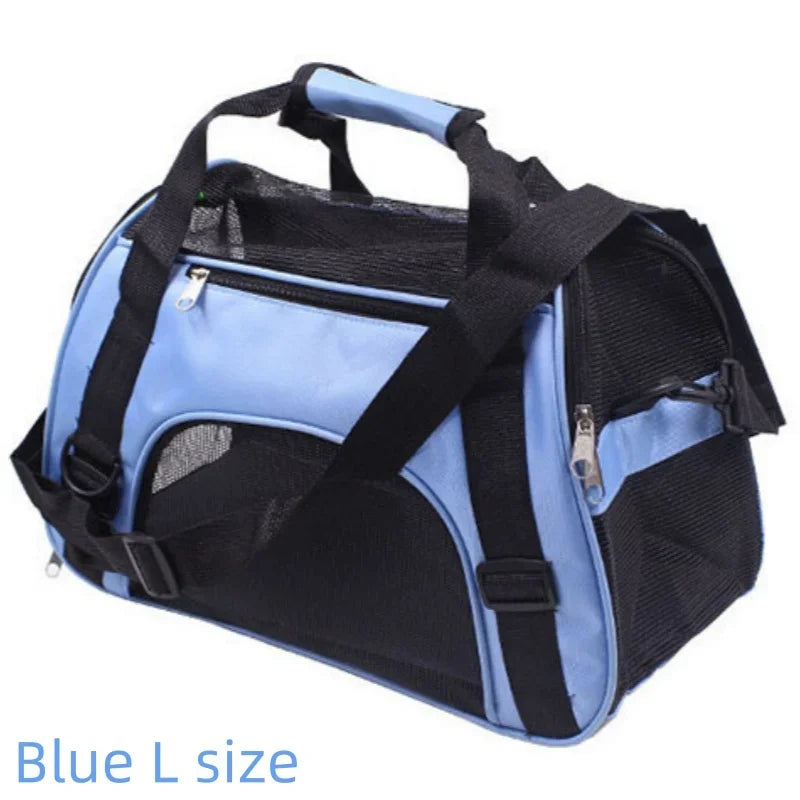 Pet Portable Foldable Four Sided Breathable Mesh Pet Bag Cat and Dog One Shoulder Travel Bag Crossbody Handbag Backpack Cat Bag