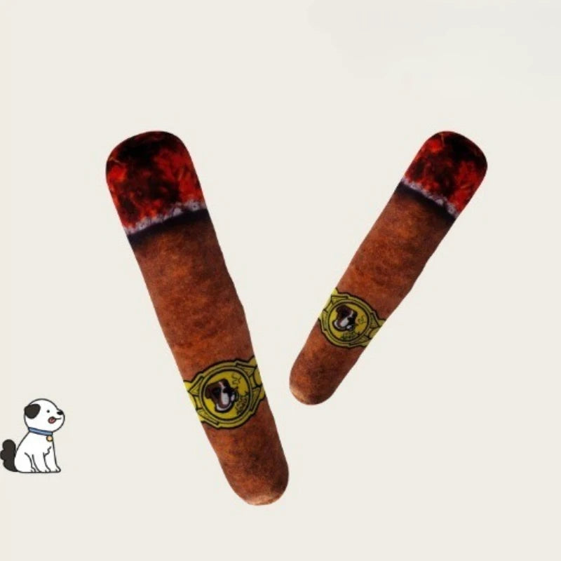 Funny Interactive Plush Dog Chew Toy Creatives Cigarette Design Giggling Puppy Chewing Toy Squeaky Bite-Resistant Dog Toy