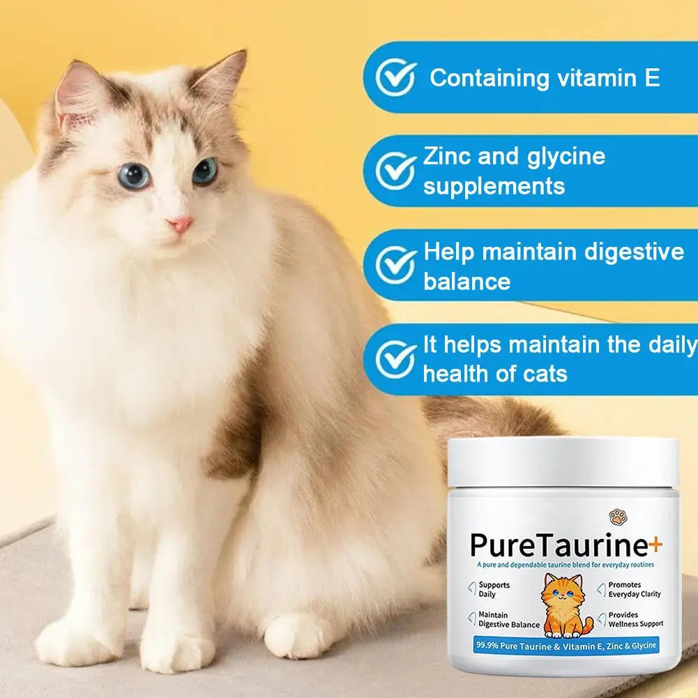 Petssify Cat Taurine Powder – 99.9% Pure Supplement with Zinc & Vitamin E