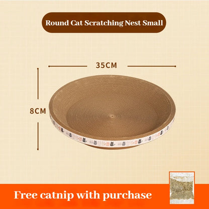 Petssify Corrugated Cat Scratching Post with Catnip – Wear-Resistant Scratcher & Bed