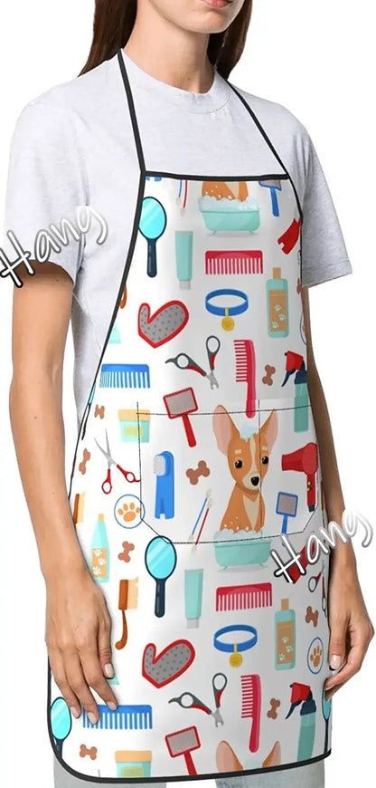 Petssify Waterproof Pet Grooming Apron – Adjustable Kitchen & BBQ Bib with Pockets