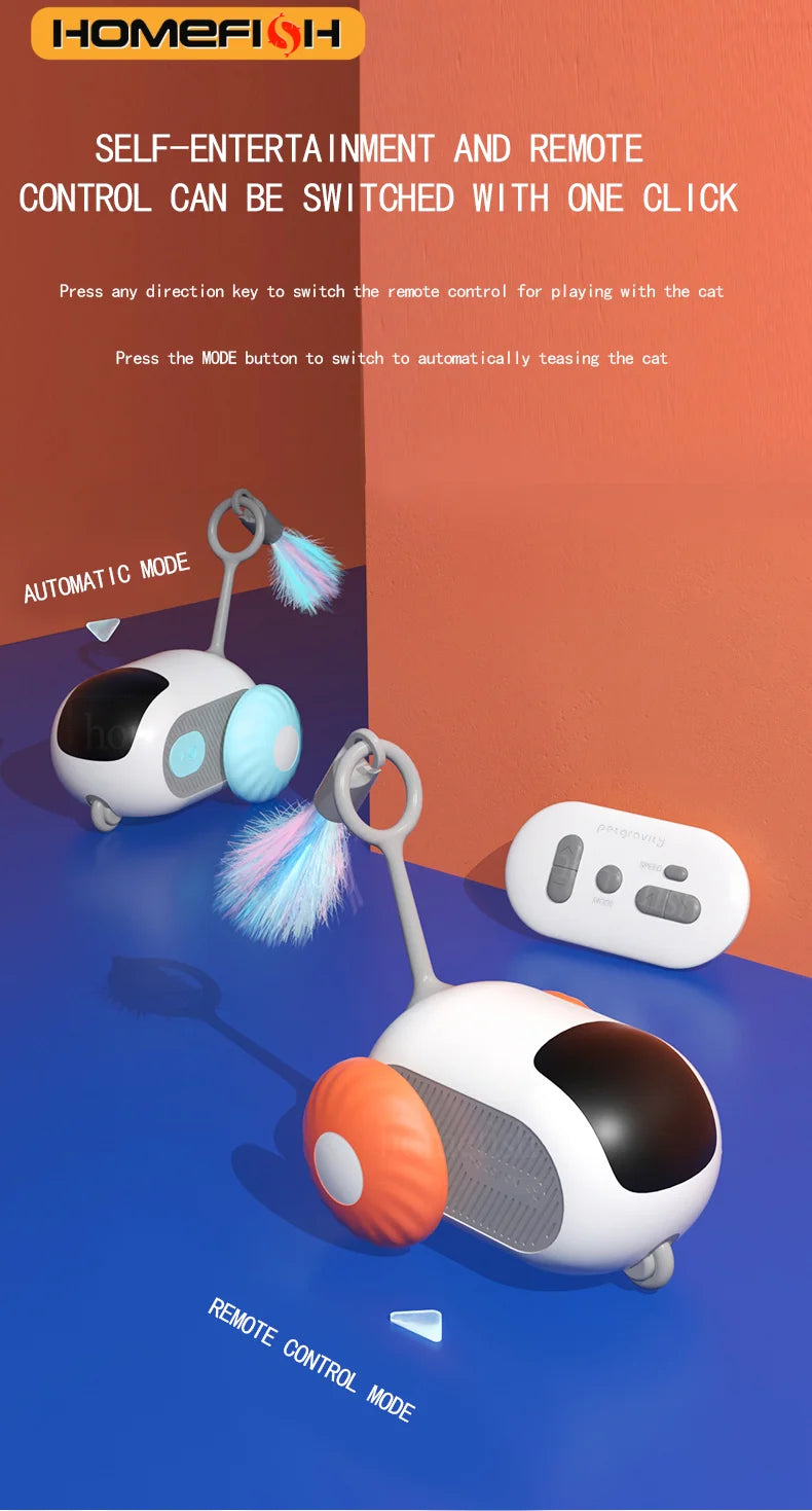 Smart RC Cat Toy Car | 2 Modes | Remote Controlled | Interactive Kitten Training Toy for Cats & Dogs