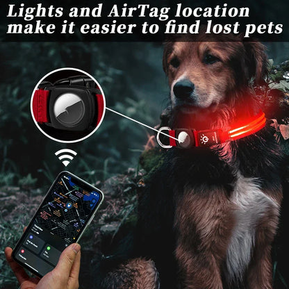 Petssify LED Collar with AirTag Holder – Waterproof Luminous Pet Collar
