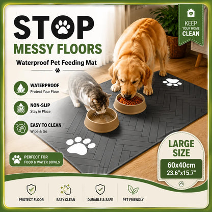 Petssify Absorbent Pet Feeding Mat – Waterproof Placemat for Dog & Cat Bowls